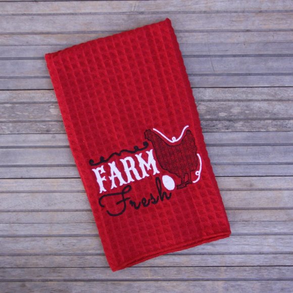 NEW Embroidered Kitchen Towel, Chicken Kitchen Towel - Picture 1 of 1
